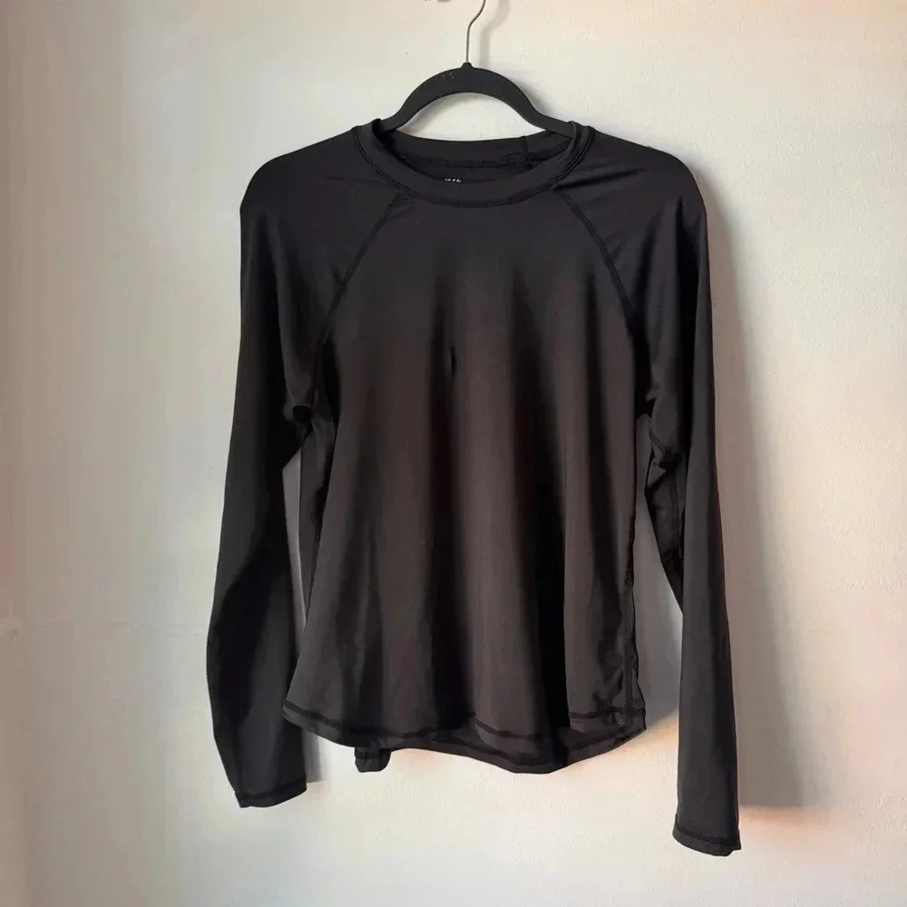 Women's Hurley Black Rashguard Medium Swimsuit Top -085